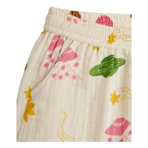 Mini Rodini - Espace Shorts Made of Organic Cotton Gauze | Ecru
