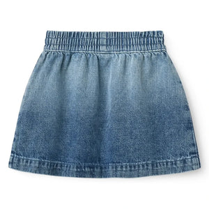 Copenhagen Colors - Organic Cotton Denim Block-Print Skirt | Blue