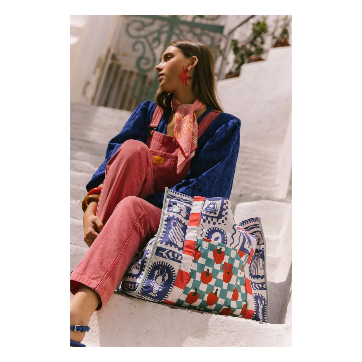 Favorite People - Tote Bag Positano Tomatoes | Blue
