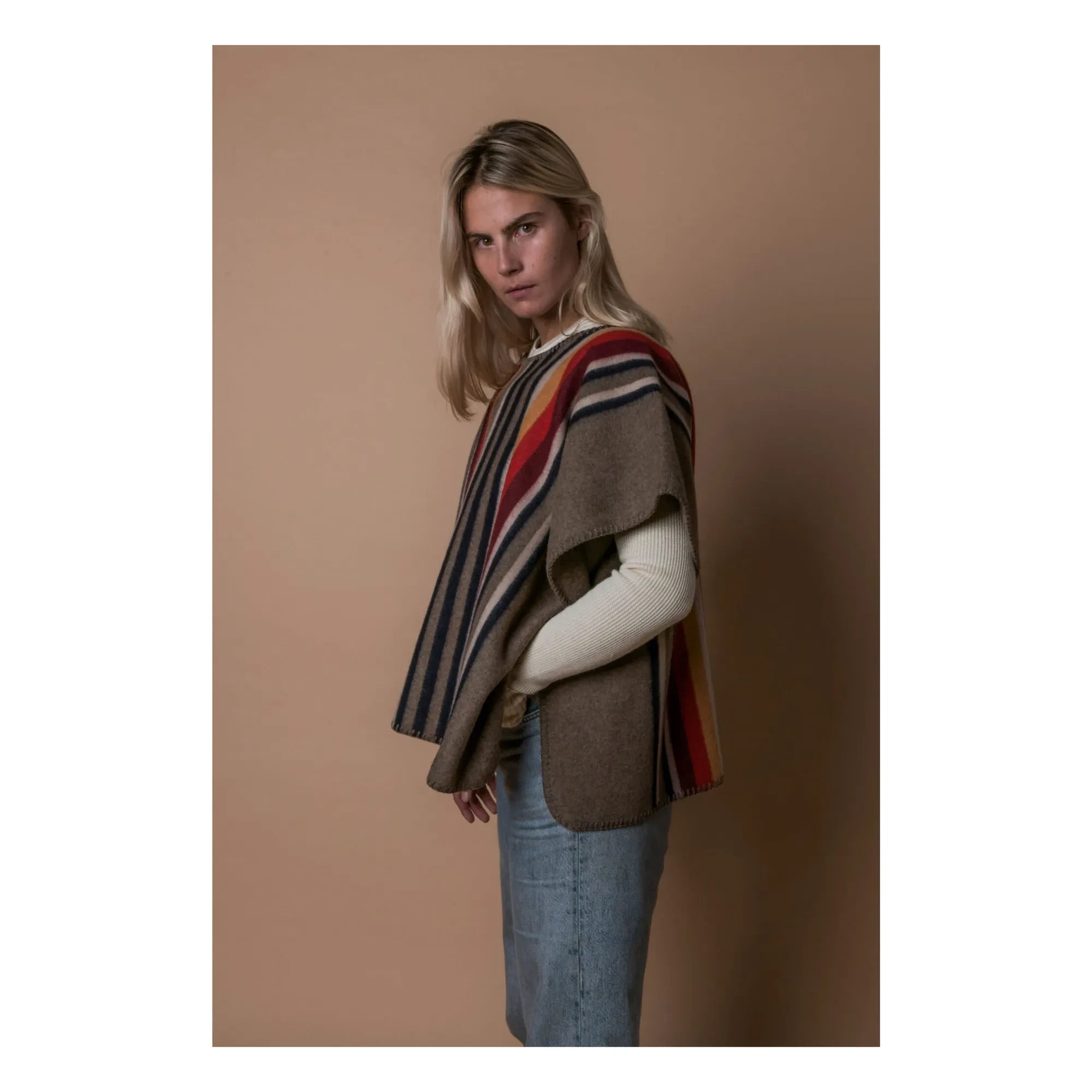 La Méricaine - Apache Long Poncho Recycled Wool | Gray