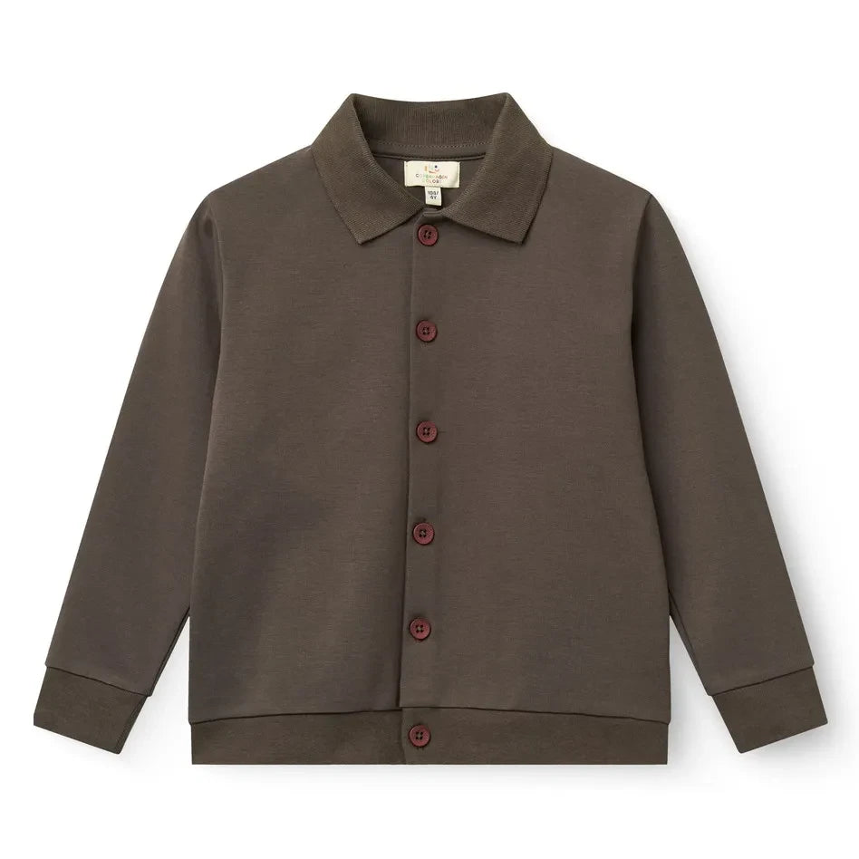Copenhagen Colors - Stretch Organic Cotton Cardigan | Dark Brown