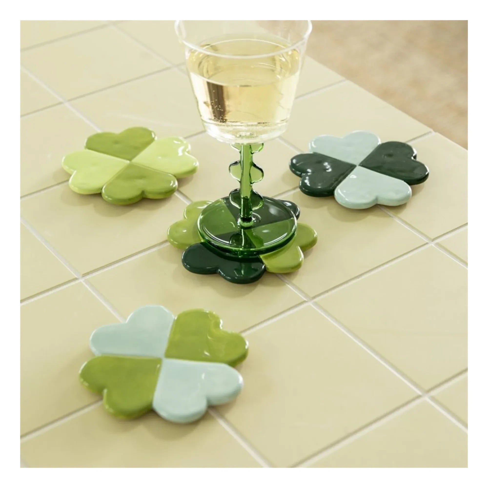 &Klevering - Lucky Clover Coasters - Set of 4 | Green