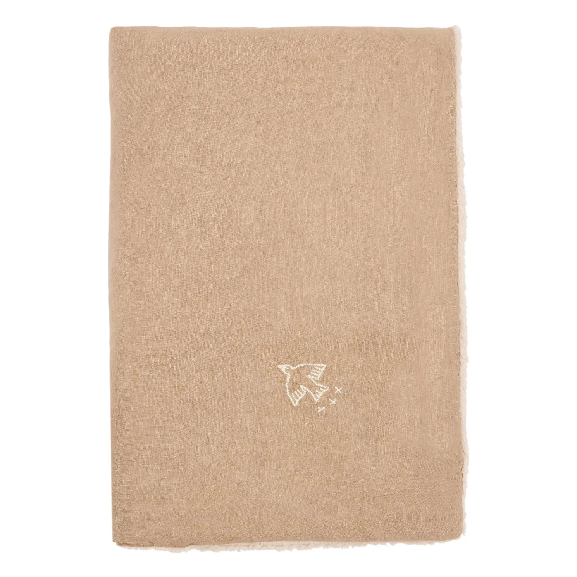 Nobodinoz - Embroidered Winter Blanket - French Linen | Sesame