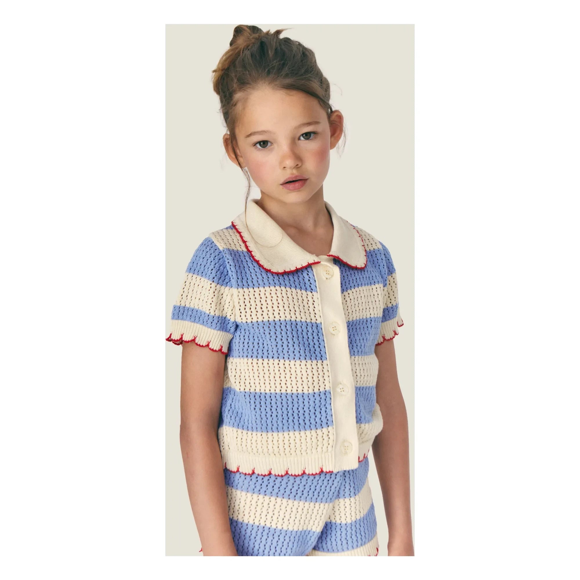 Mipounet - Striped Vita Crochet Cardigan | Blue