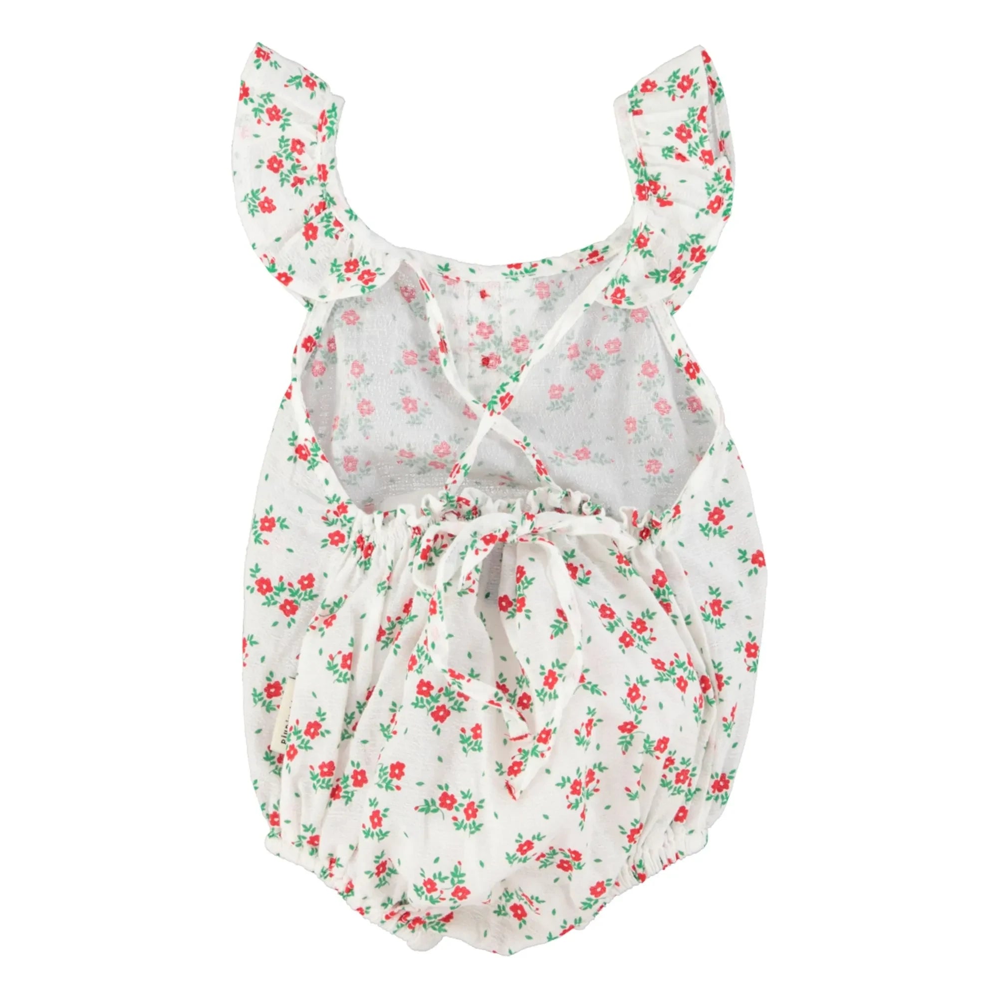 Piupiuchick - Organic Cotton Floral Pattern Romper | White