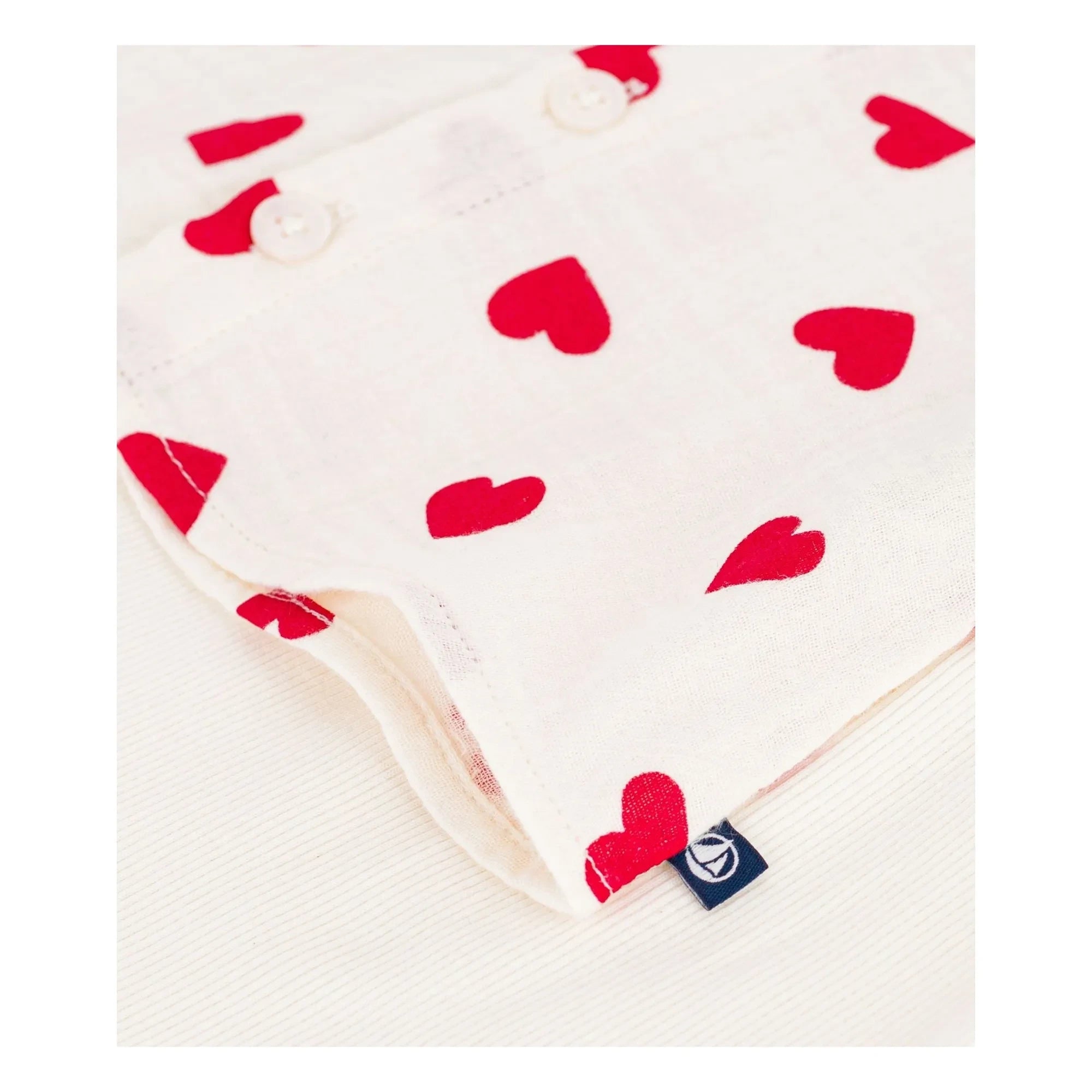 Petit Bateau - Organic Cotton Gingham Heart Blouse and Leggings Set | Ecru