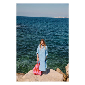 Rose in April - Elisa Striped Tote Bag | Pink