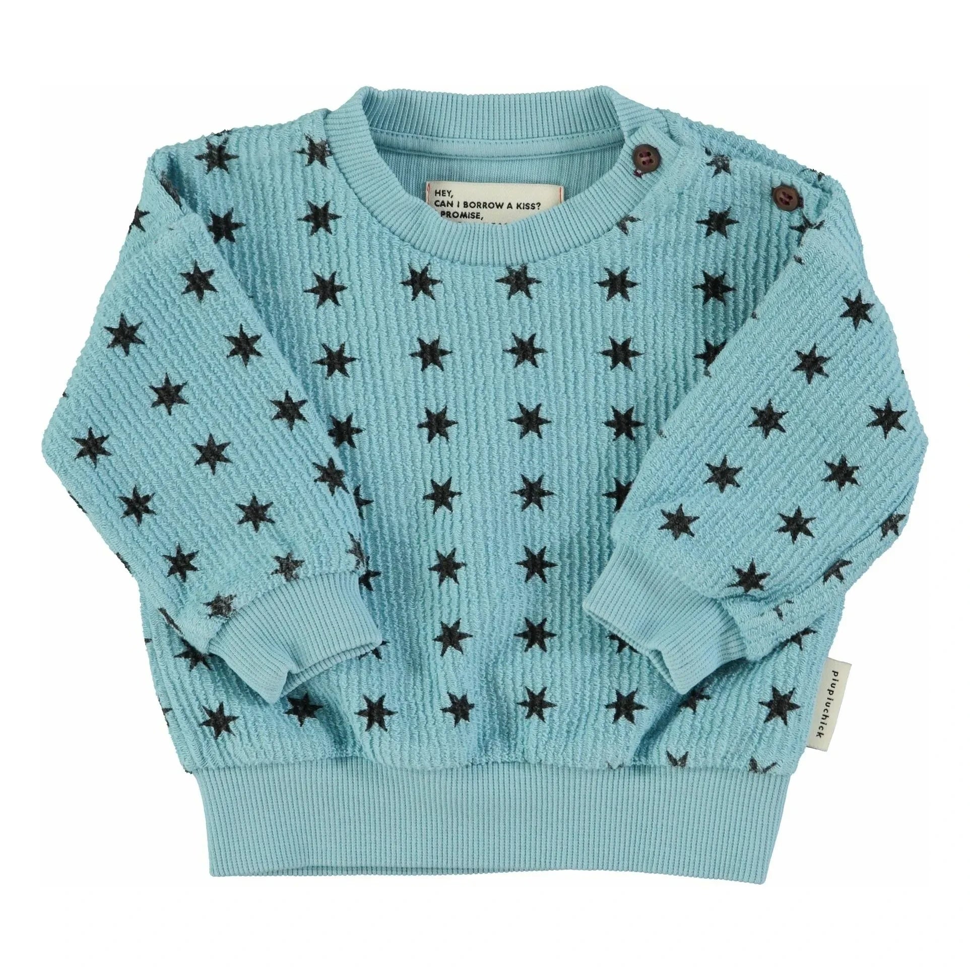 Piupiuchick - Çizgili Yıldız Sweatshirt Organik Pamuk | Mavi