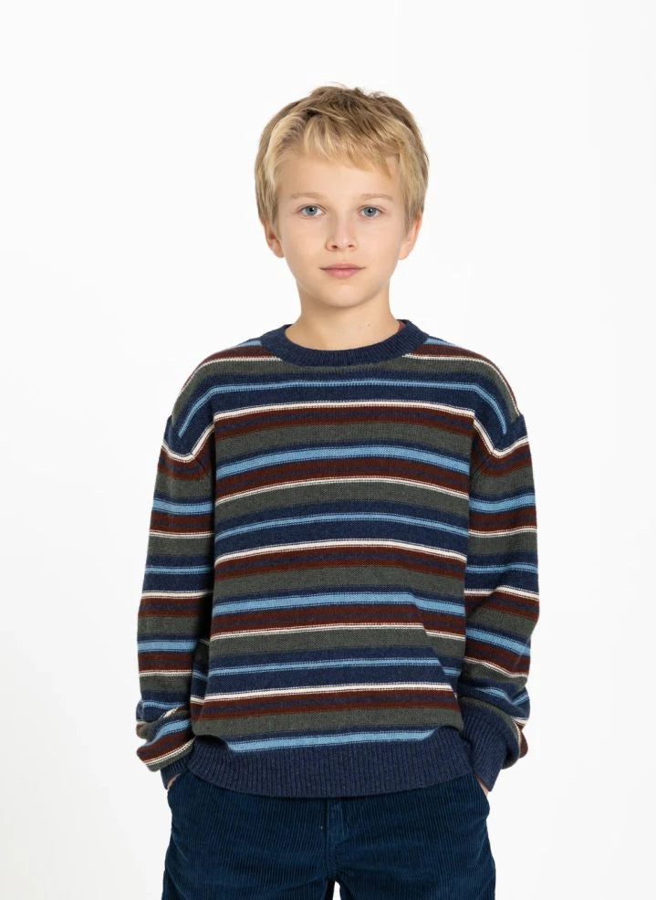 Smallable Kid - Matteo Striped Wool Sweater | Blue