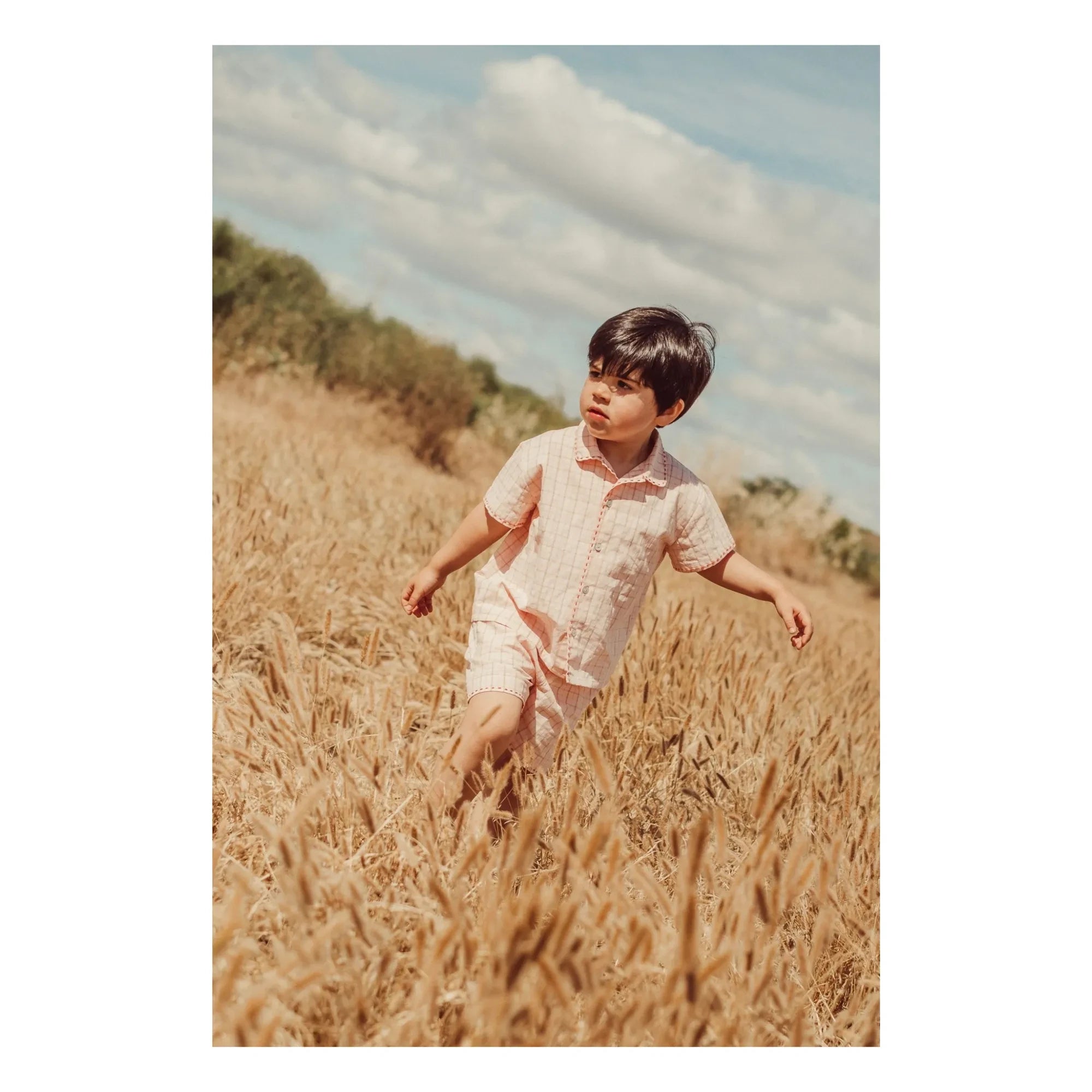 THE LiTTLE POETS - Alvaro Embroidered Shirt Organic Cotton Checkered | Light Pink