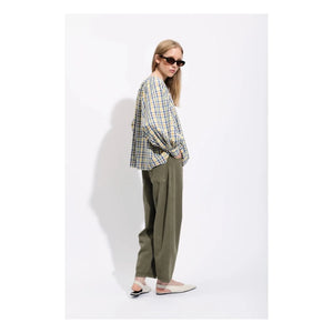 BELLEPIECE - Ernesto Cotton Check Blouse | Blue