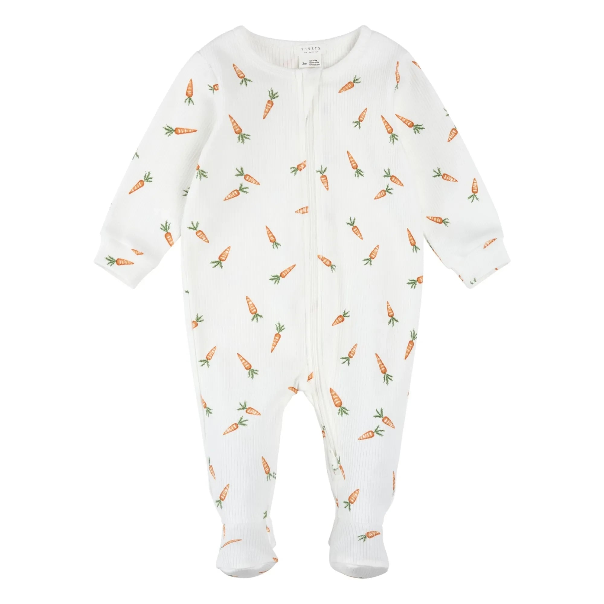 Petit Lem - Carrot Footed Pajama, Ribbed Organic Cotton | White