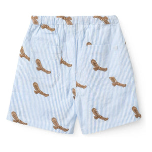 Copenhagen Colors - Eagles Seersucker Organic Cotton Embroidered Shorts | Light blue