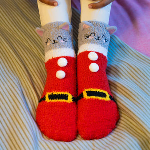 Legami - Adult Christmas Slipper Socks Kitty Santa - A Perfect Fit!