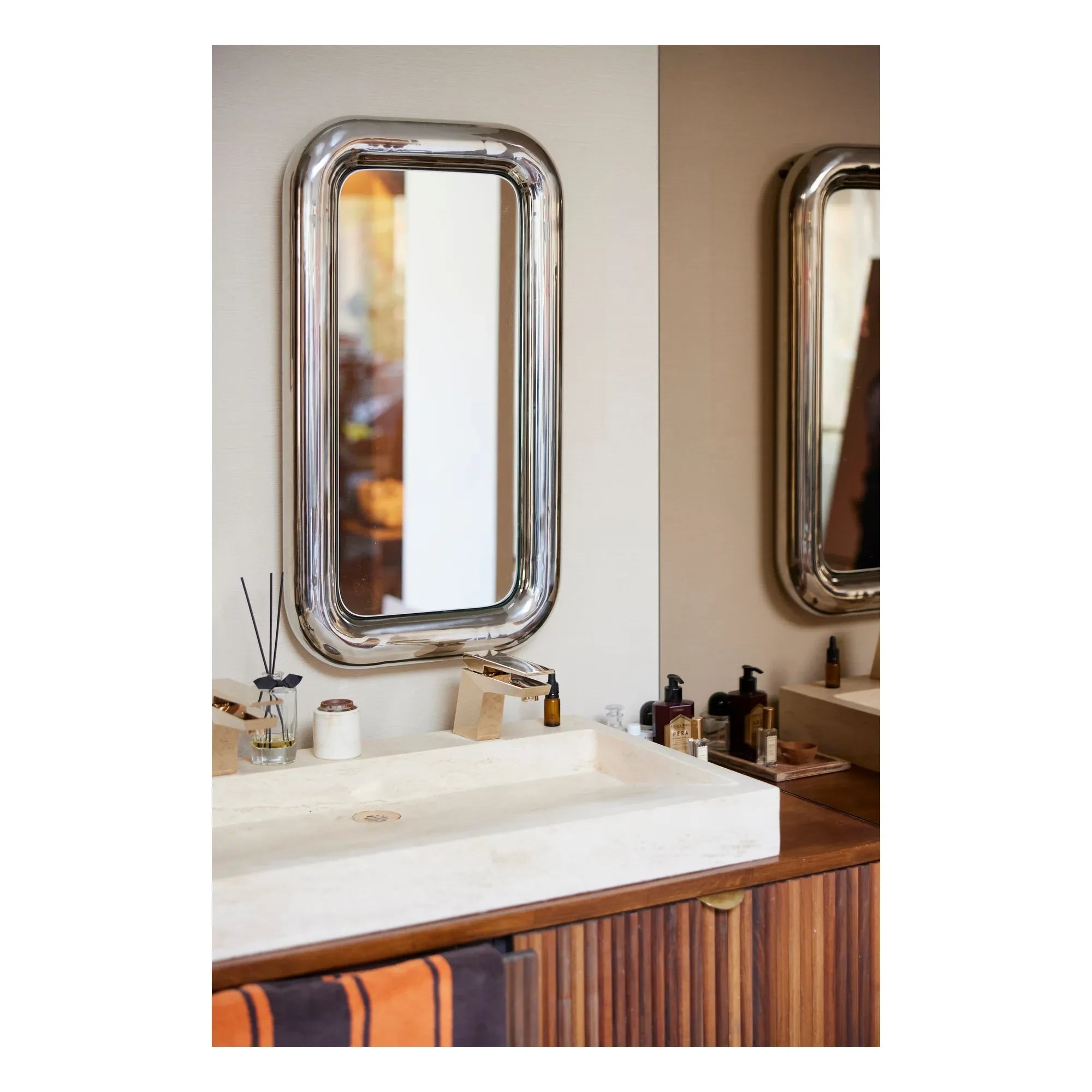 HKliving - Chunky chrome mirror | Chrome