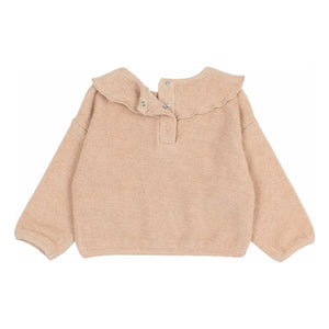 Búho - Organic Towel Fabric Ruffled Sweatshirt | Pink