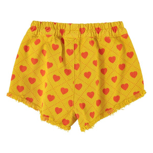Piupiuchick - Effect Shorts Twill Hearts | Mustard