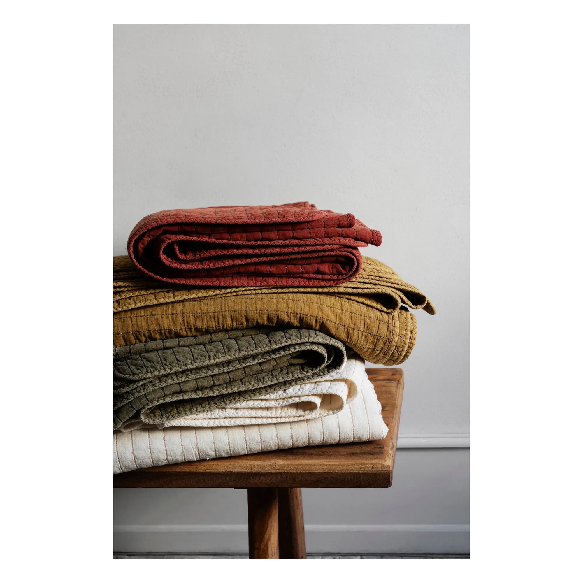 Madam Stoltz - Quilted Cotton Bedspread | Mustard