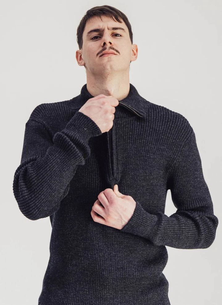 Parages - Wool Knitted Sweater | Dotted charcoal gray