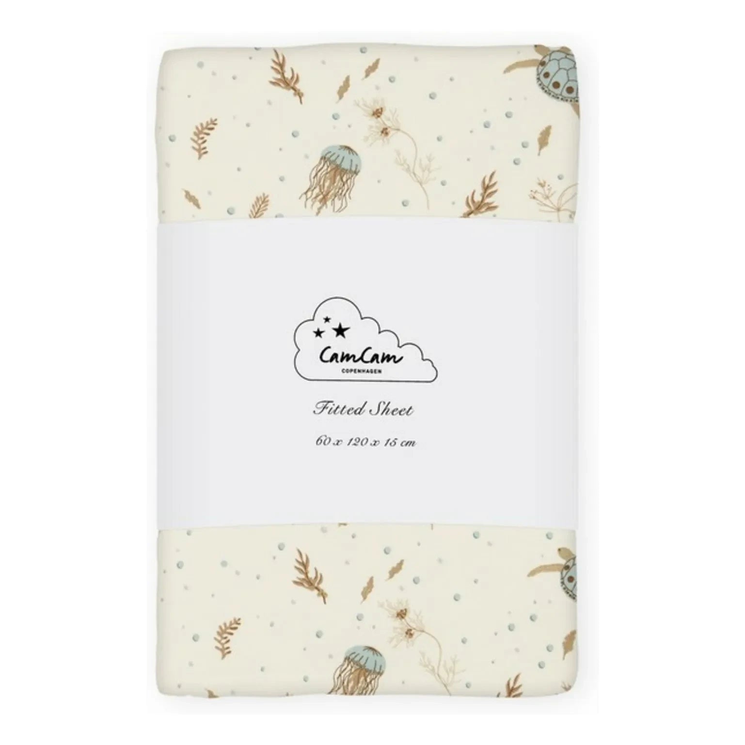 Cam Cam - Elastic Fitted Sheet Sea Garden | Blue