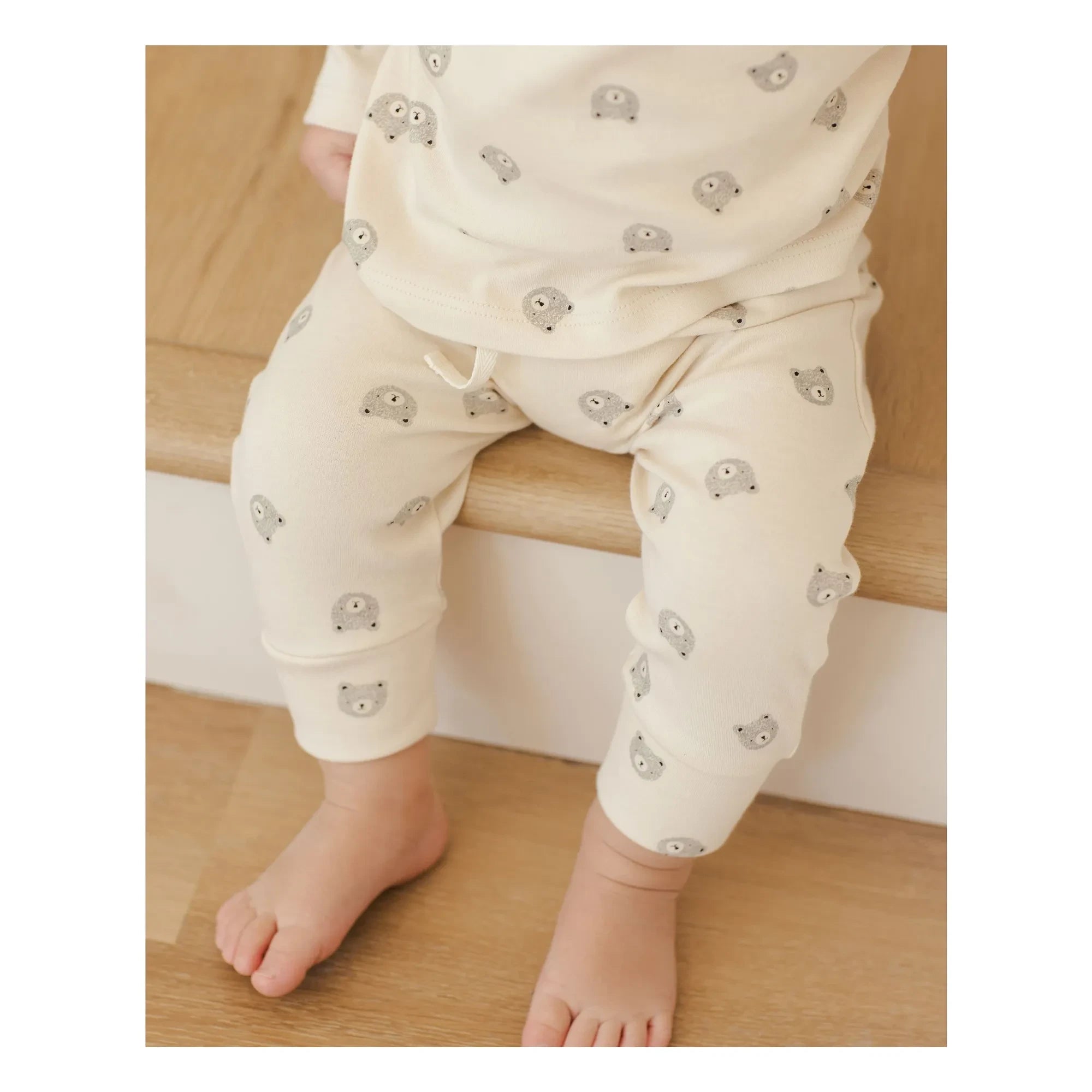 Quincy Mae - Organic Cotton Bear Pants | Ecru