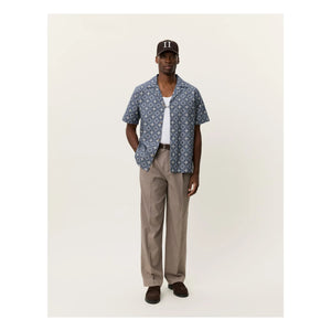 Les Deux - Lukas Arabesque Organic Cotton Short Sleeve Shirt | Blue