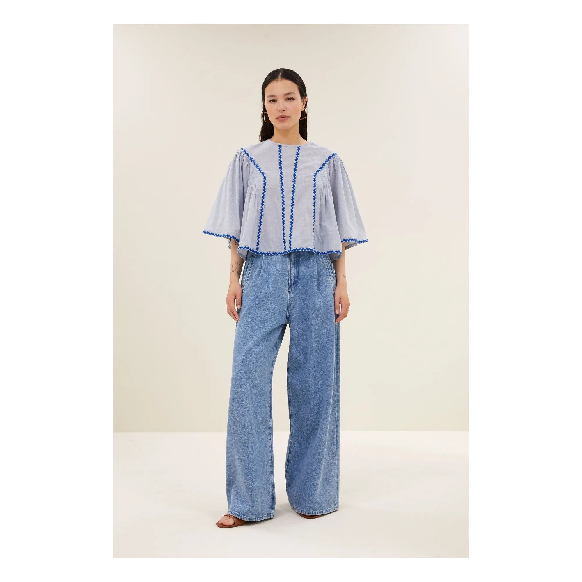 By Bar - Davin Organic Cotton Blouse | Blue