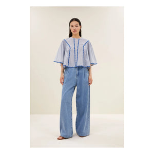 By Bar - Davin Organic Cotton Blouse | Blue