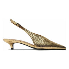 Lachoix - Metallic High Heel Open Back Shoe | Gold