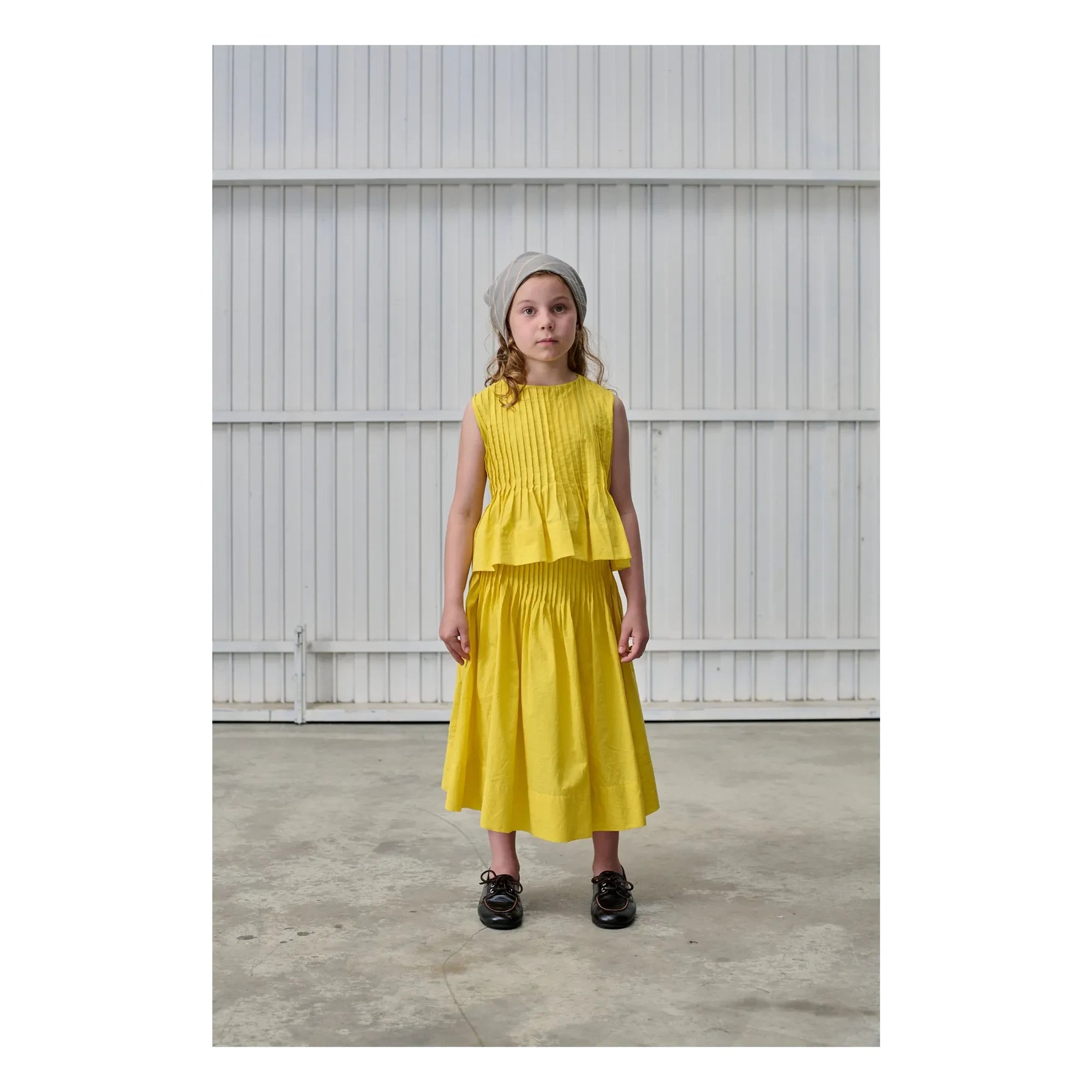 Tangerine - Pleated Midi Skirt | Yellow