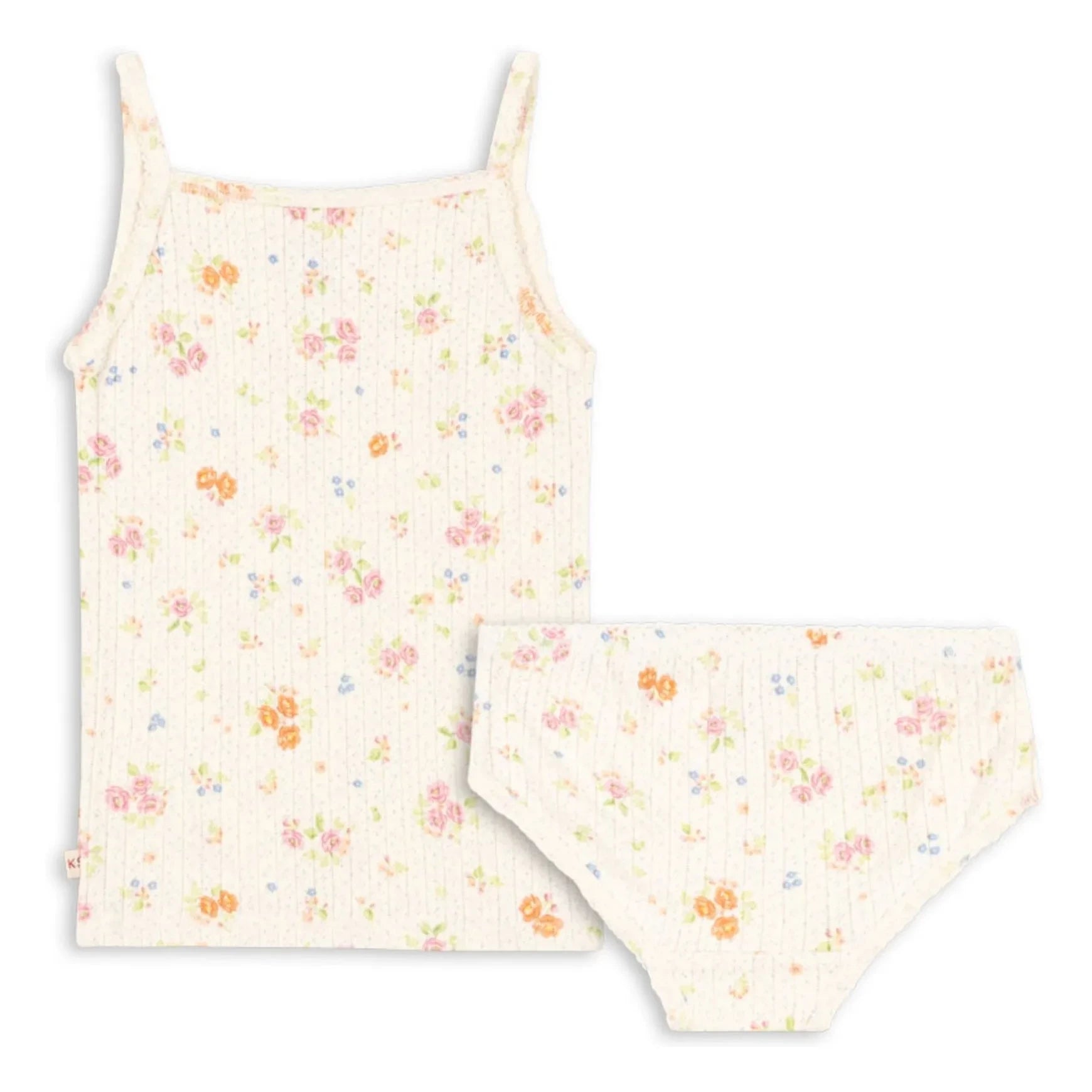 Konges Sløjd - Minnie Floral Print Ribbed Tank and Panty Set Organic Cotton | Ecru
