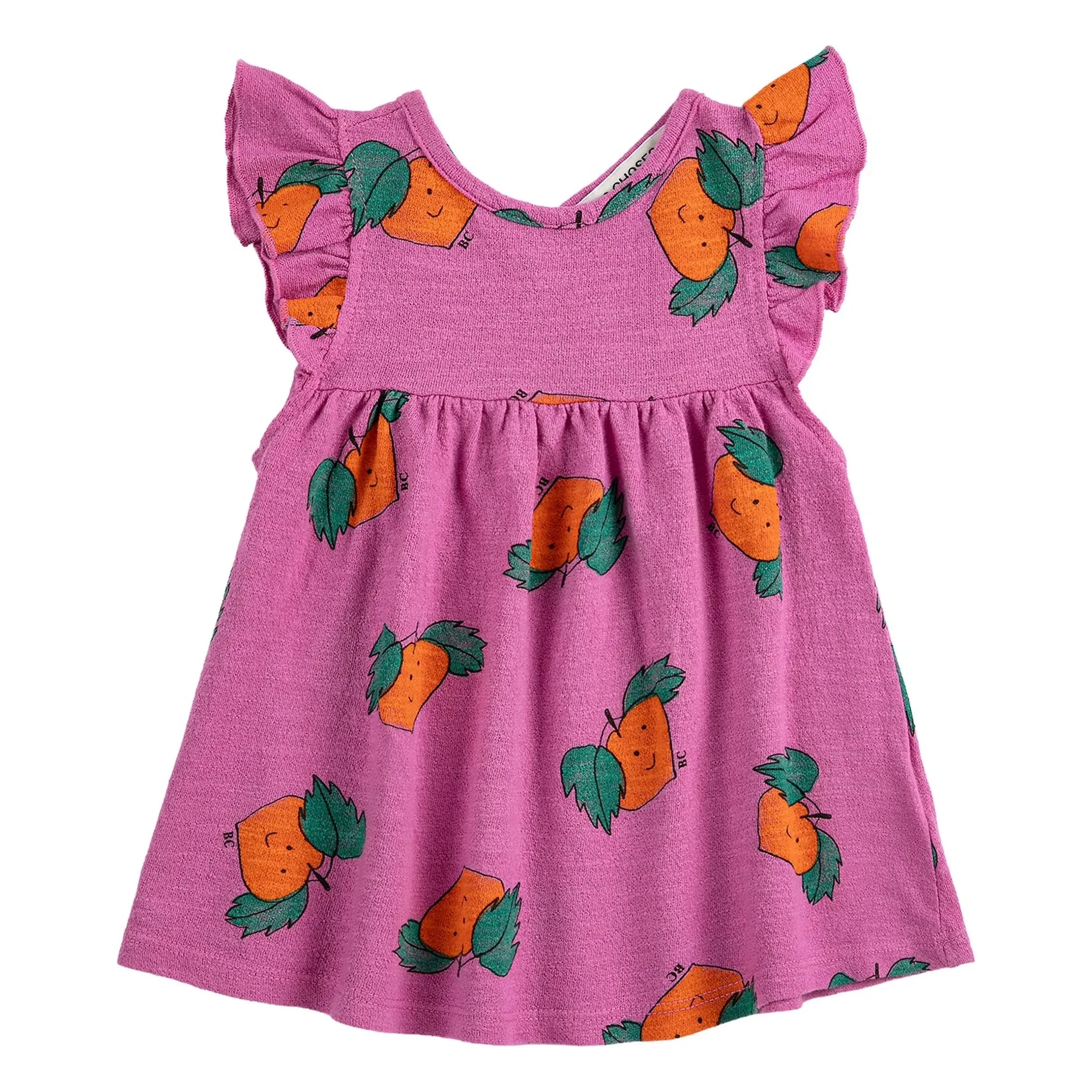 Bobo Choses - Orange Ruffled Dress Organic Cotton Baby | Purple