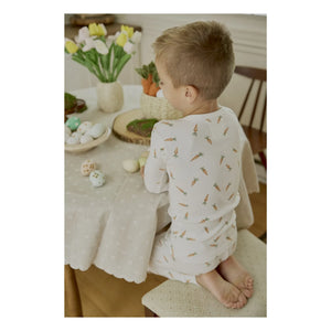 Petit Lem - Organic Cotton Ribbed Carrot-Patterned Pajamas | White