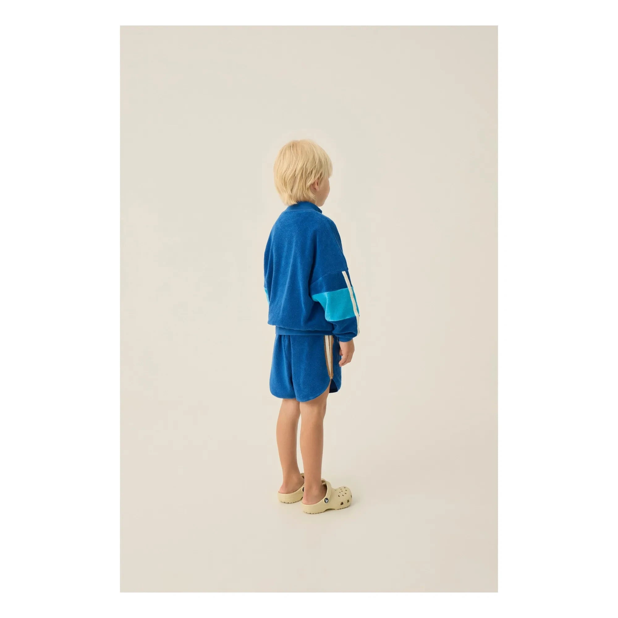 The Campamento - Retro Terry Shorts with Contrast Stripes | Navy Blue