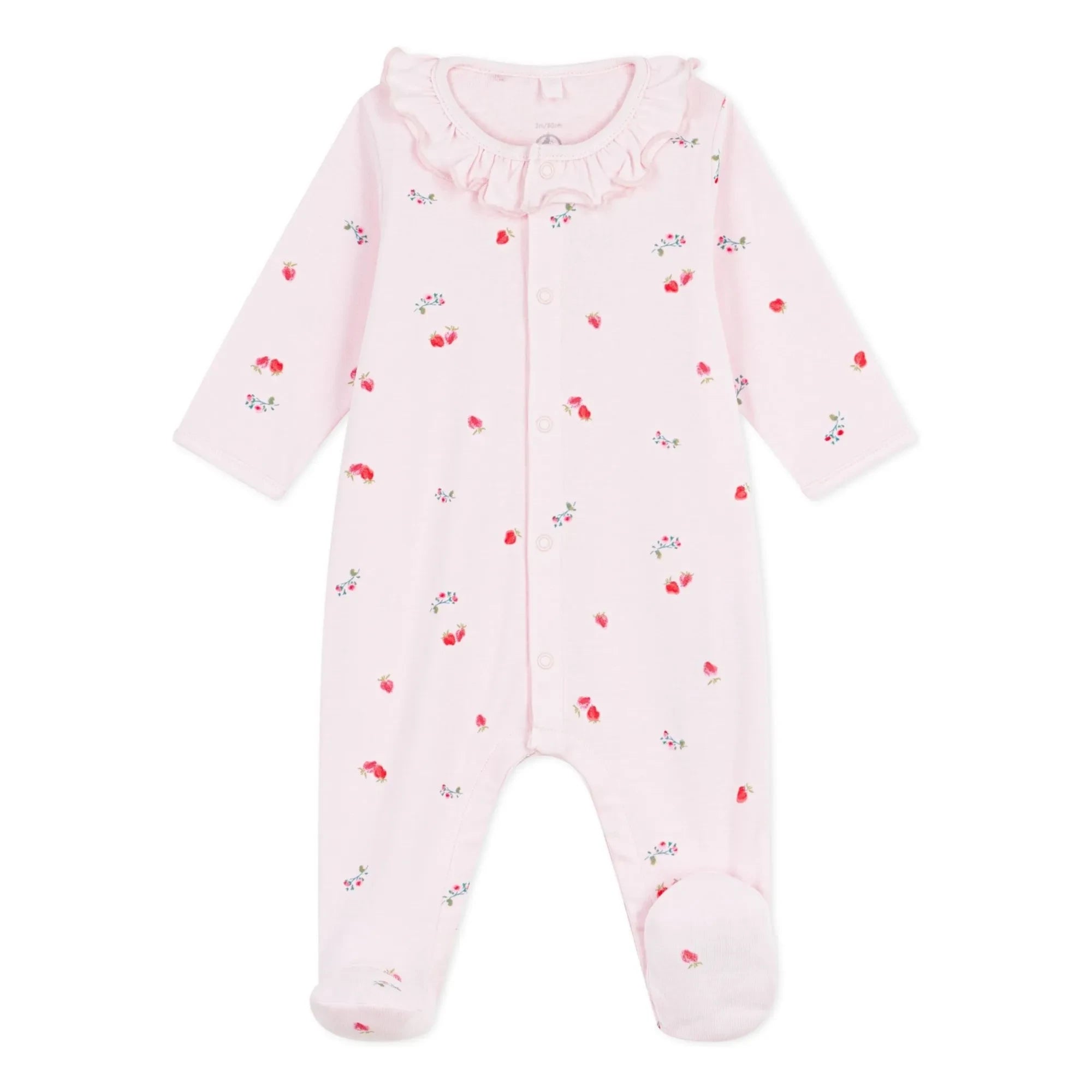 Petit Bateau - Pijama Dors Bien Çiçekli Organik Pamuk | Pembe