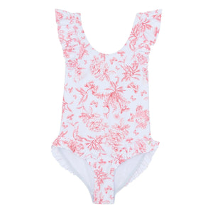 Tartine et Chocolat - Flounced Floral Pattern Swimsuit | White