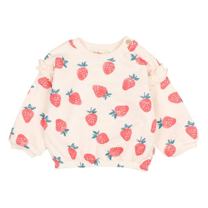 Búho - Strawberry Printed Organic Cotton | Light Pink