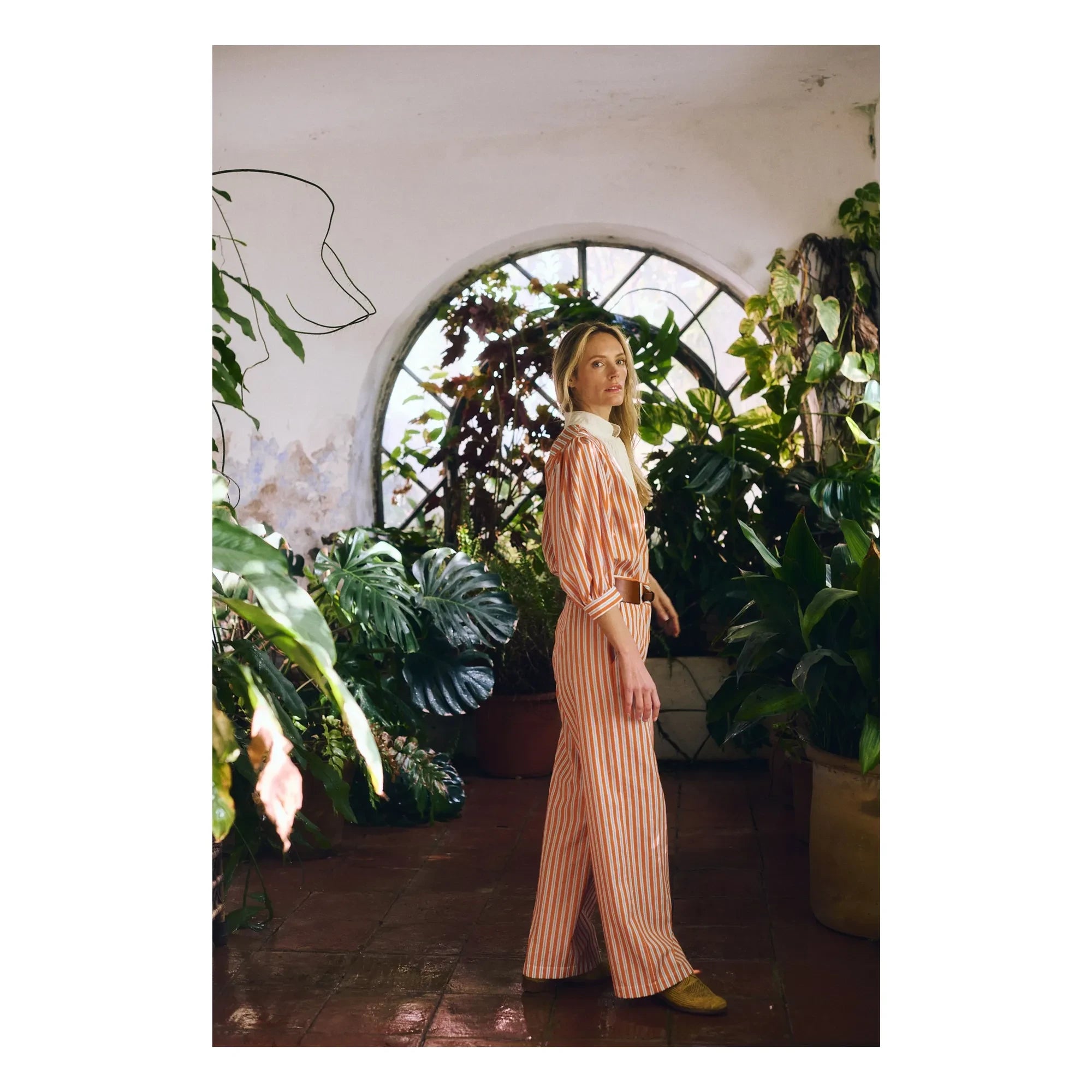 Maria de la Orden - Romeo Cotton Striped Pants | Orange