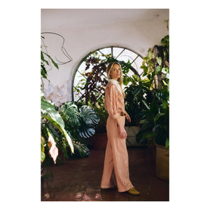 Maria de la Orden - Romeo Cotton Striped Pants | Orange