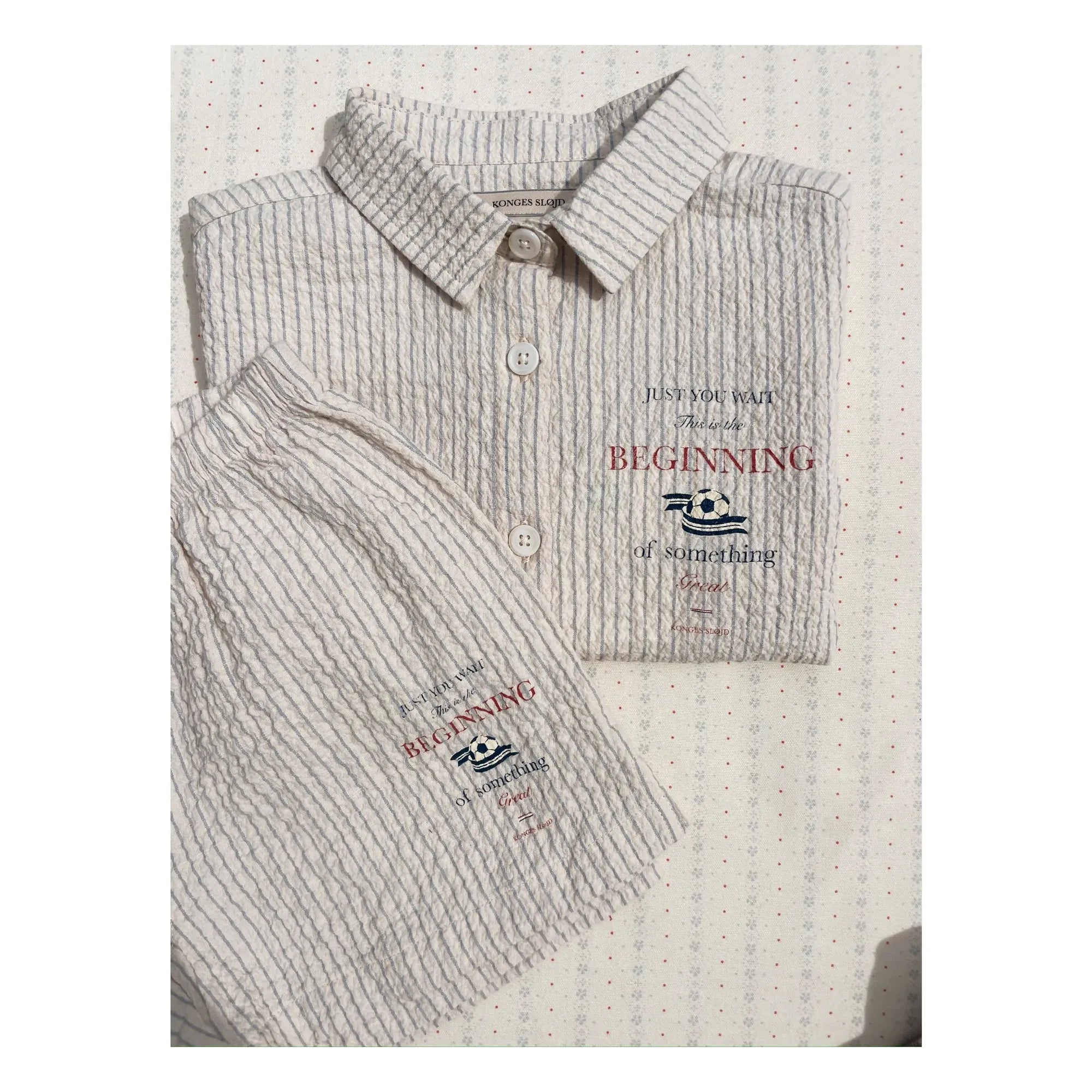 Konges Sløjd - Elliot Striped Seersucker Organic Cotton Shirt | Beige
