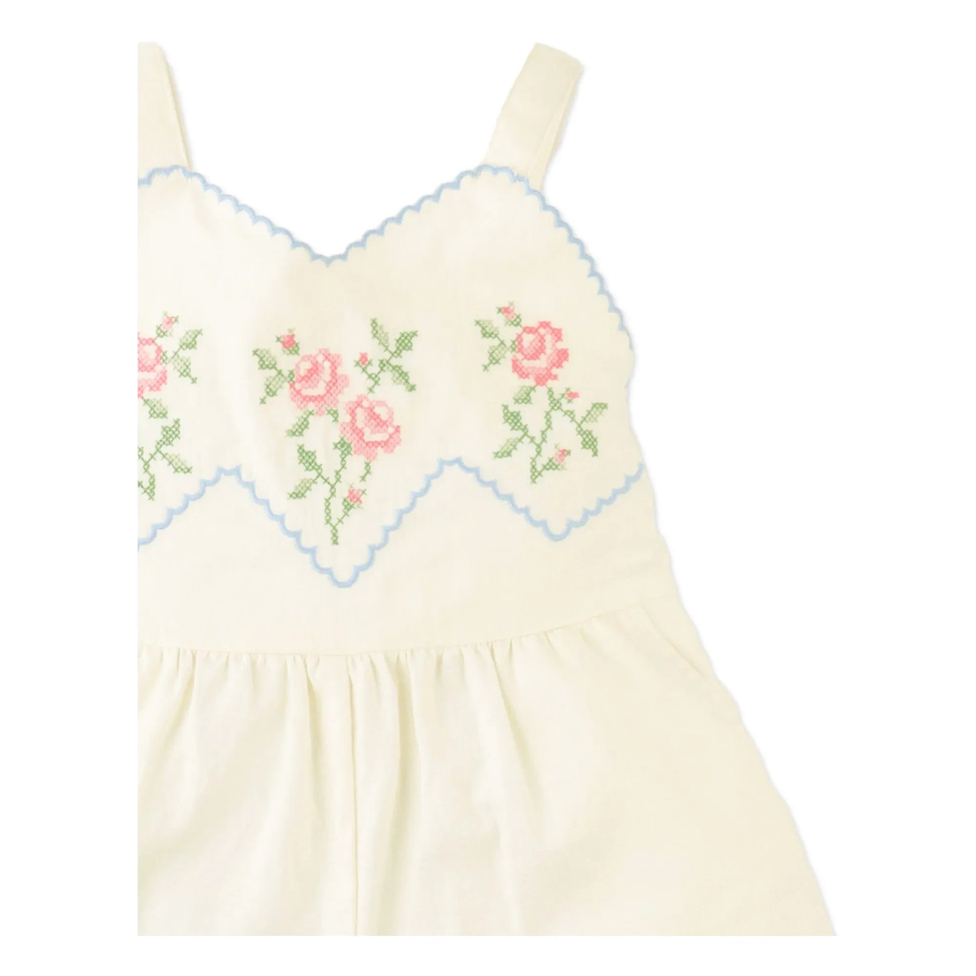 Gingersnaps - Jill Linen Embroidered Romper | Ecru