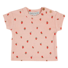 Emile et Ida - Strawberry Organic Cotton Towel T-shirt | Pink