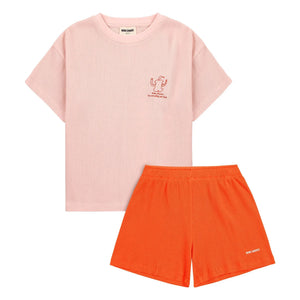 Bobo Choses - Organic cotton green t-shirt and shorts set | Pink