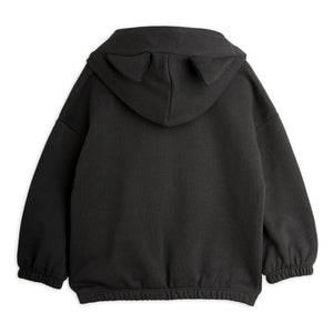 Mini Rodini - Black Organic Cotton Cat Hoodie Sweatshirt