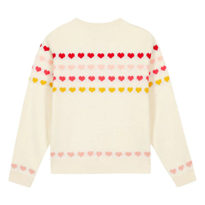 Bonton - Laligne Mini Hearts Hırka | Ecru
