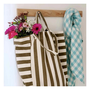 Rose in April - Elisabeth Striped Tote Bag | Olive