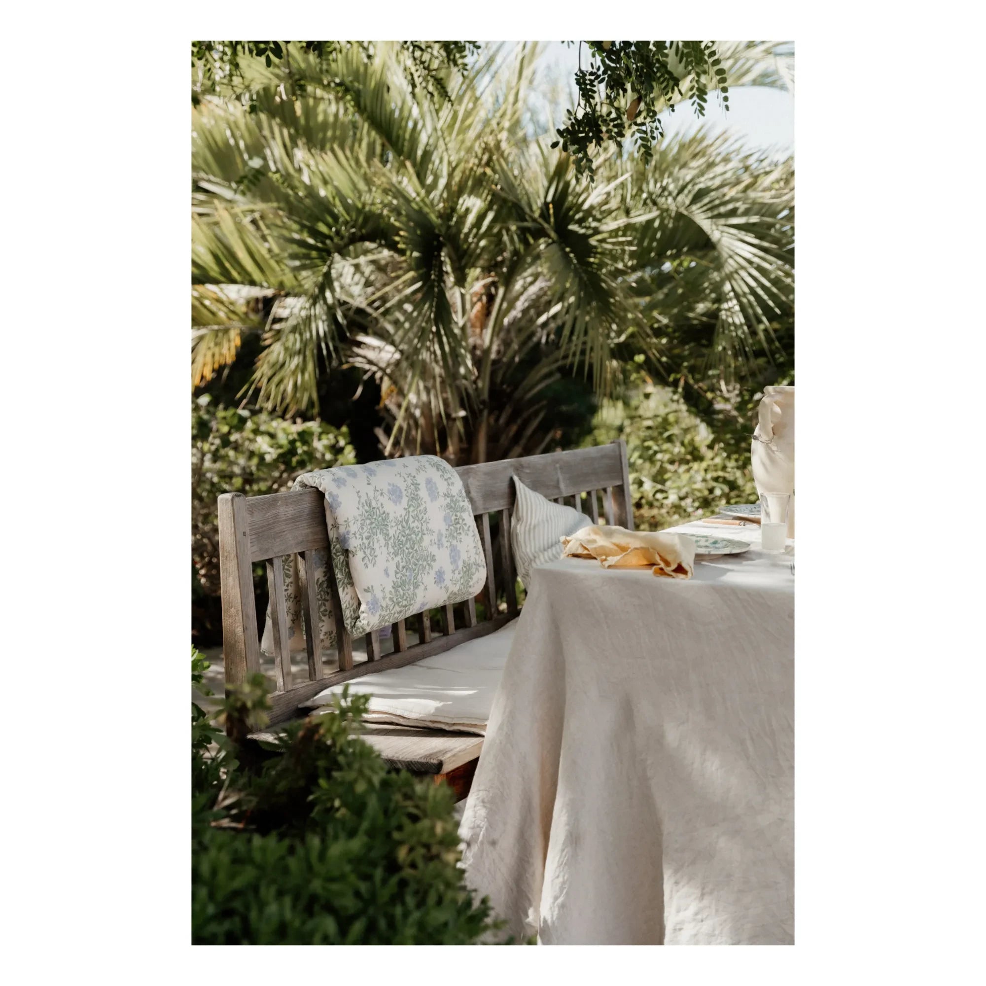 garbo&friends - Plumbago Quilted Organic Cotton Blanket | Blue