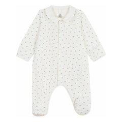 Petit Bateau - Heart Organic Velvet Pajama Sleepsuit | White