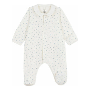 Petit Bateau - Heart Organic Velvet Pajama Sleepsuit | White