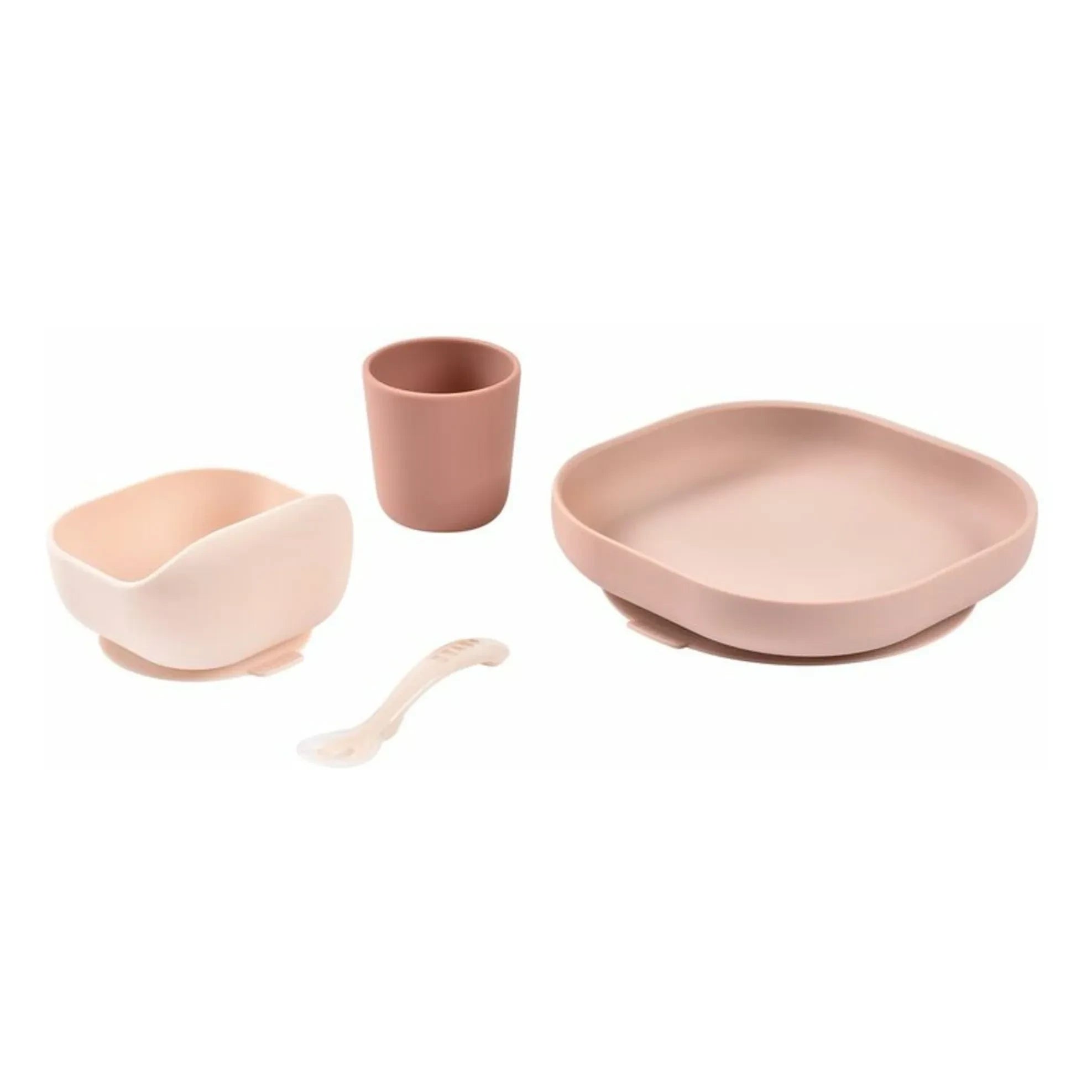 Béaba - Silicone Tableware Set 4 Pieces | Powder Pink